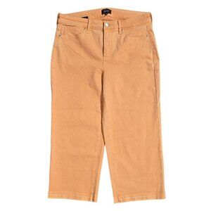 NYDJ Orange Wide Leg Cropped Raw Released Hem Jeans Lift Tuck Beachy